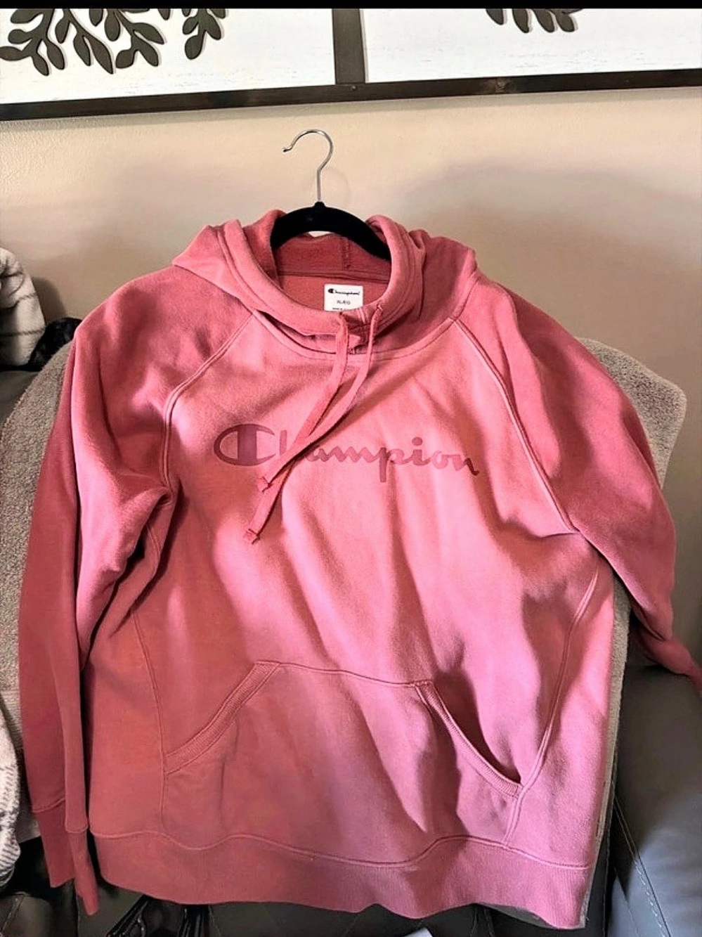 Champion Reverse Weave Script Logo Hoodie Pink